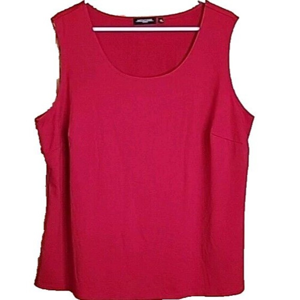 Notations Tank Top Shell Sleeveless 2X Red Stretch Side Split Solid Womens Plus
